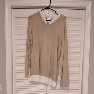 Serra Tan and White Women's Sweater